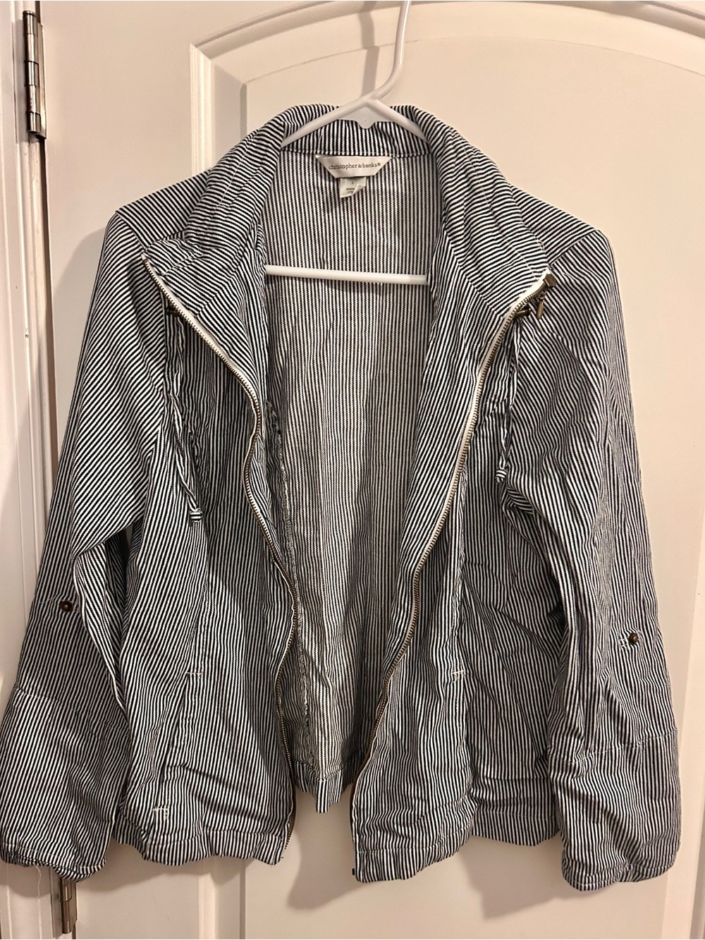 Christopher & Banks Jacket Size L - Striped Jacket with Zipper